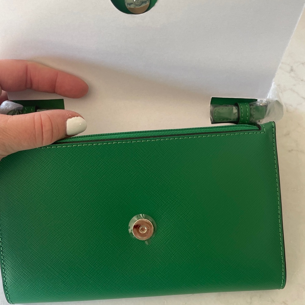 Kate Spade Perry Saffiano Leather Green Bean Crossbody Wallet Bag K8709 NWT $289 - Picture 8 of 8